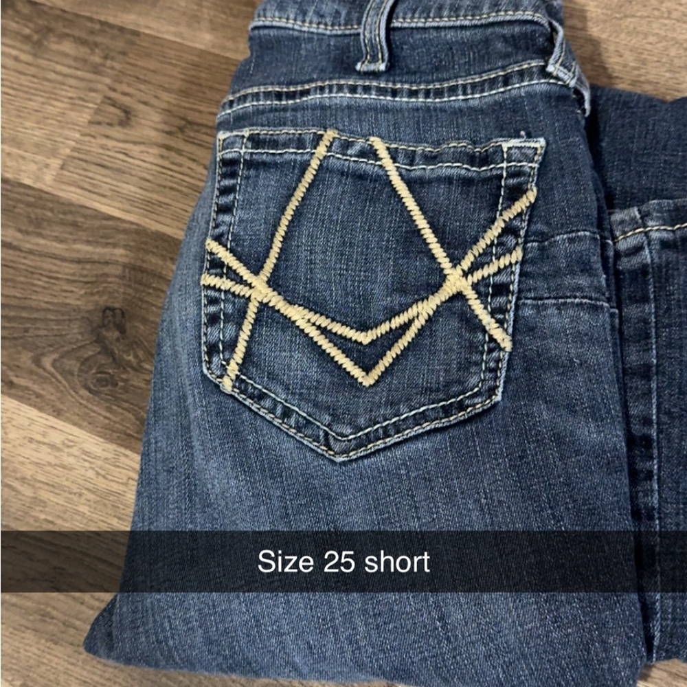 Ariat Blue Boot Cut Jeans with Geometric Stitching